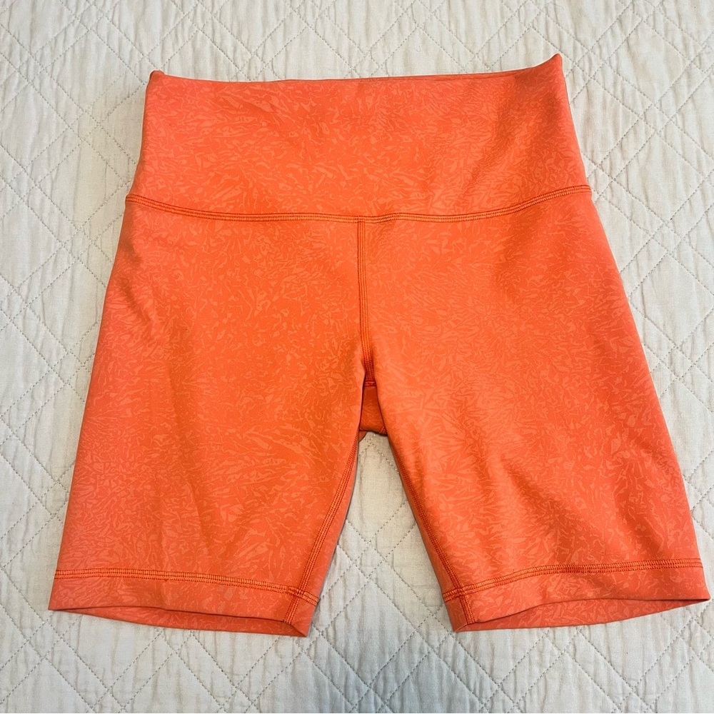 lululemon athletica Orange High-Rise Bike Shorts